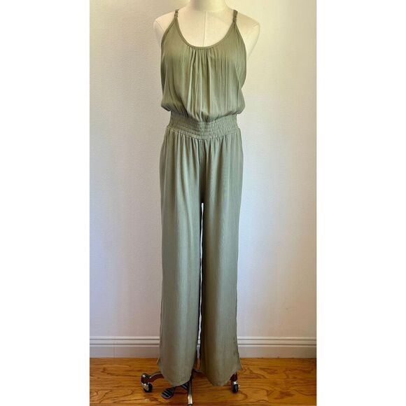 PrAna Fernie Wide Leg Jumpsuit Sweet Agave Green Size XL NWT Lightweight - Picture 2 of 16